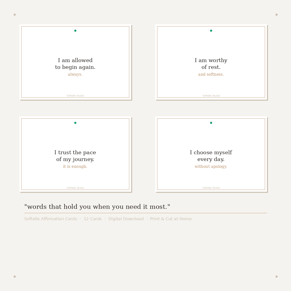 Softella Affirmation Cards — 12 Cards to Hold You