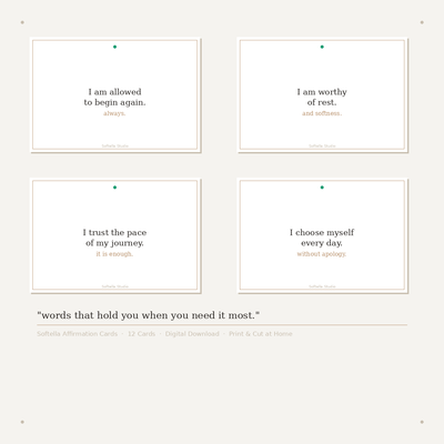 Softella Affirmation Cards — 12 Cards to Hold You