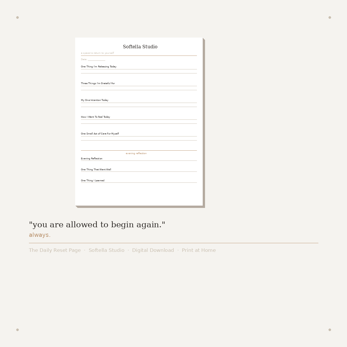 The Daily Reset Page — A Softella Studio Journal