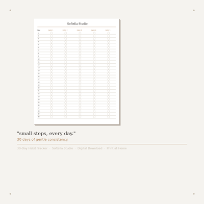 30-Day Habit Tracker — A Softella Studio Journal