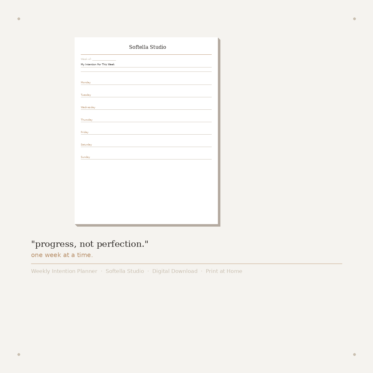 Weekly Intention Planner — A Softella Studio Journal